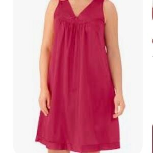 vintage Vanity Fair negligee nightgown in a bold lipstick red color.